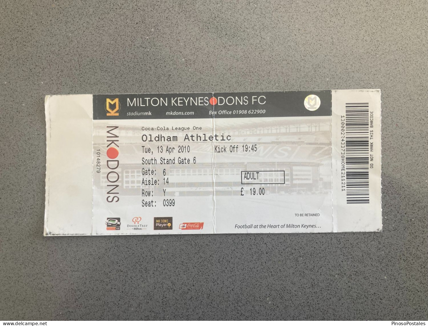 Milton Keynes Dons V Oldham Athletic 2009-10 Match Ticket - Tickets - Entradas