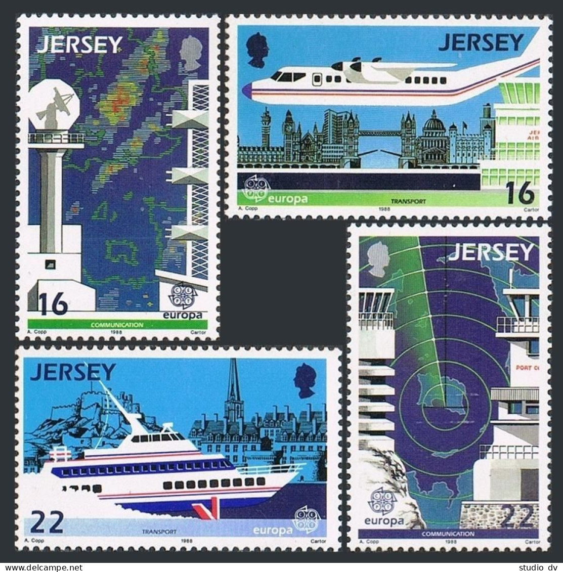 Jersey 452-455, MNH. Michel 435-438. EUROPE CEPT-1988. Air Transport, Map. - Jersey