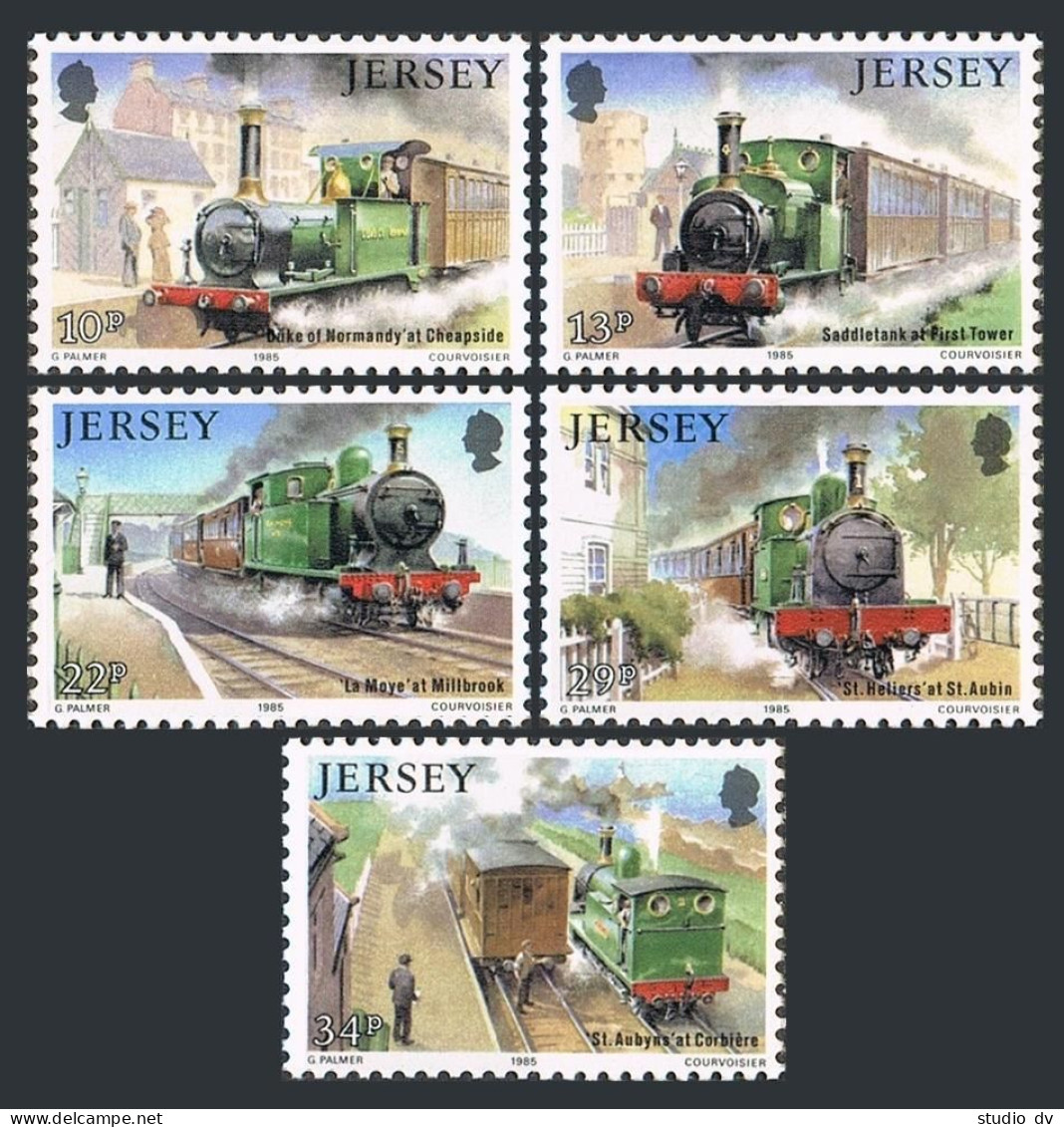 Jersey 361-365, MNH. Michel 355-359. Railway History, 1985. Centenary-1st Train. - Jersey