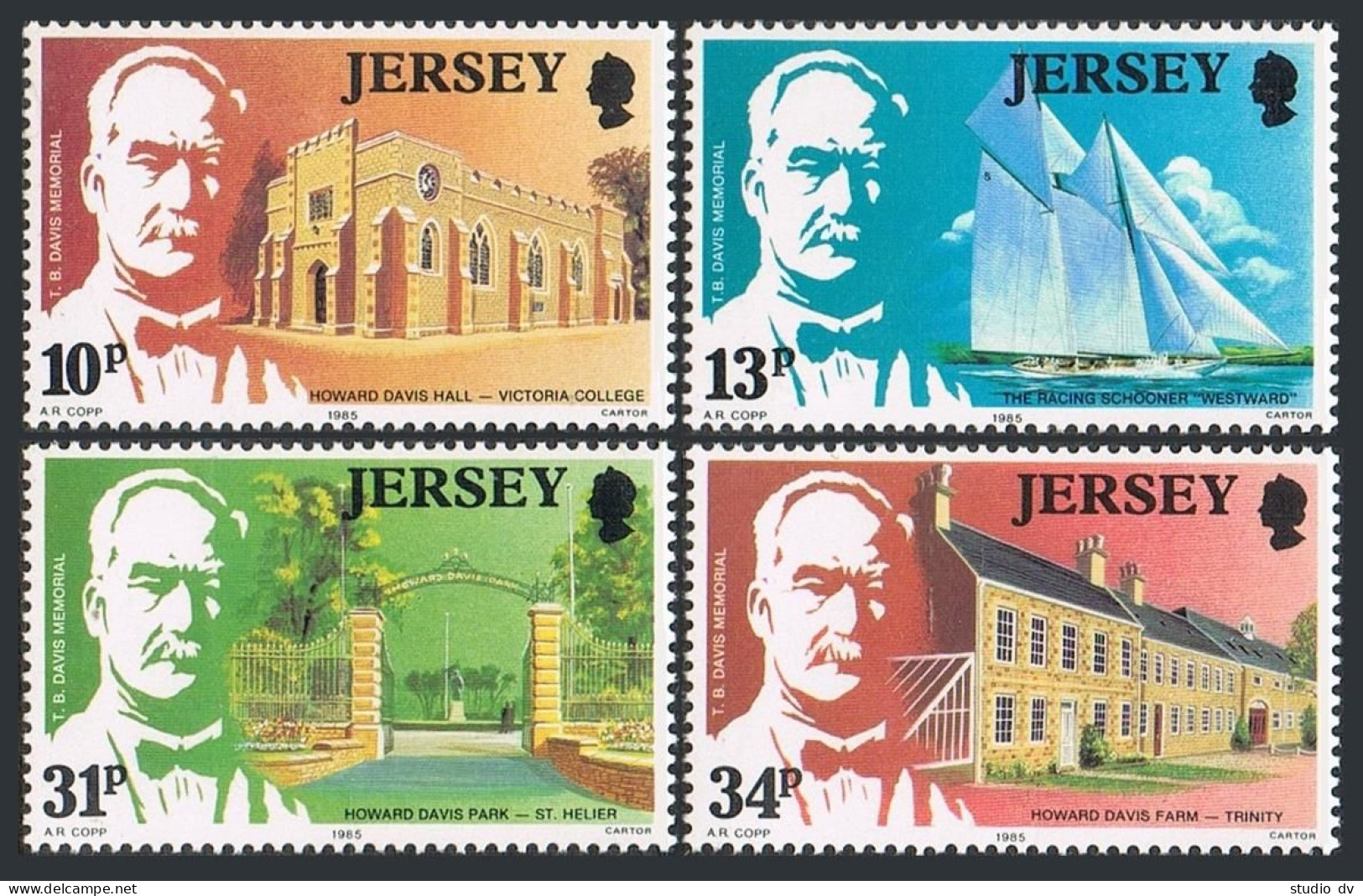 Jersey 372-375, MNH. Michel 368-371. Thomas Benjamin Frederick Davis,1985. Ship, - Jersey