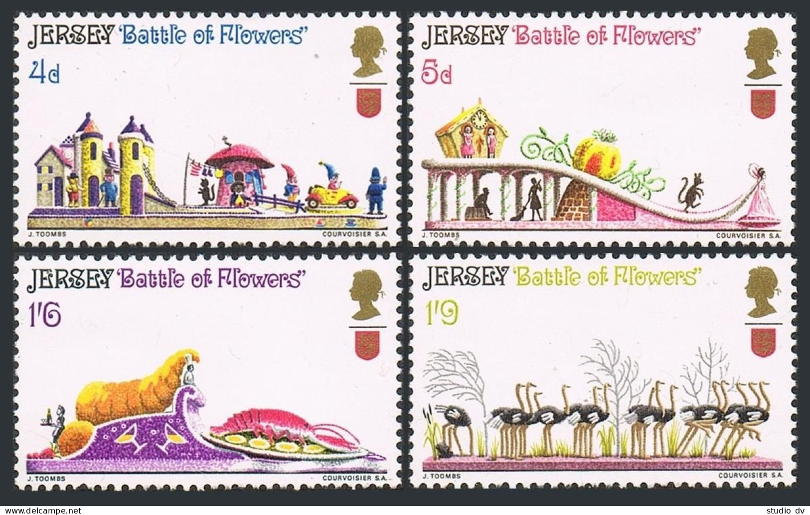 Jersey 30-33, MNH. Michel 30-33. Battle Of Flowers Parade, 1970. Ostriches. - Jersey