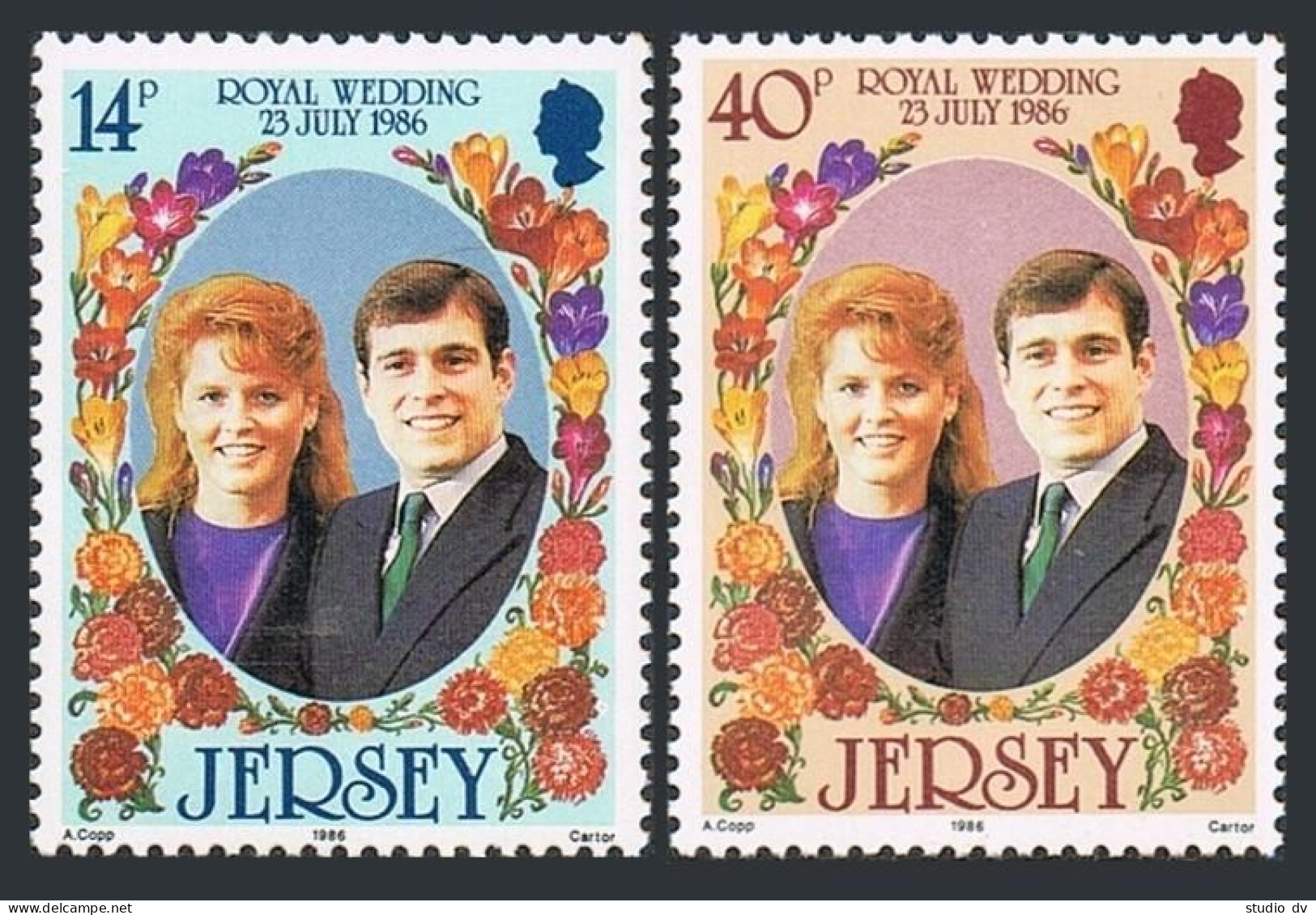 Jersey 404-405, MNH. Michel 386-387. Wedding 1986. Prince Andrew/Sarah Ferguson. - Jersey