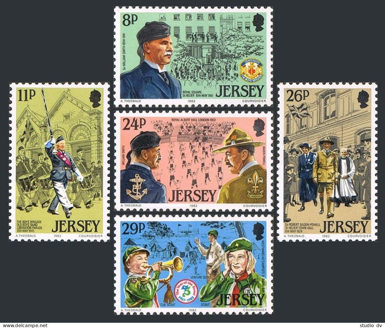 Jersey 295-99, MNH. Mi 288-292. William Smith, Baden-Powell, Liberation Parade. - Jersey