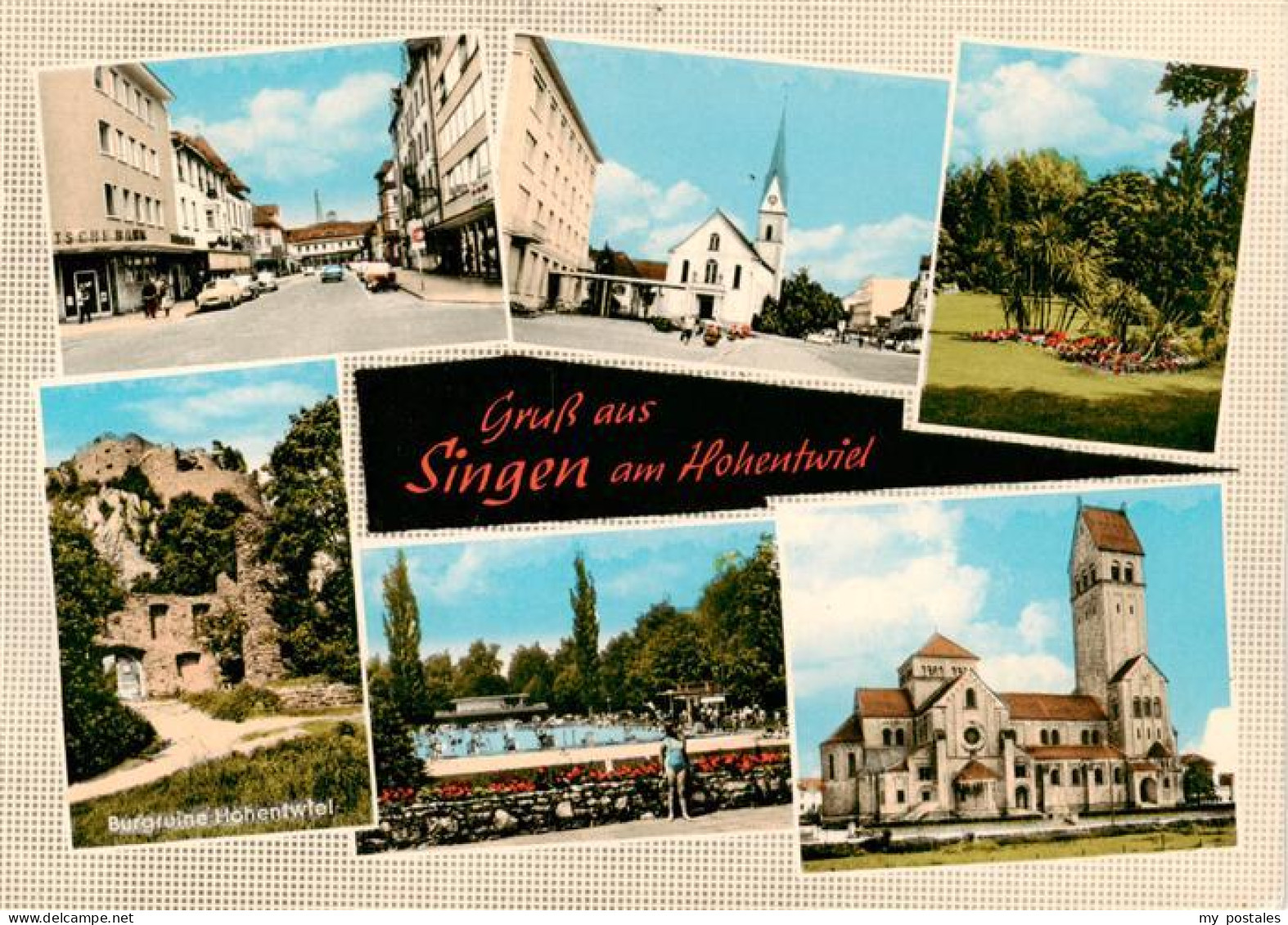 73927228 Singen_Hohentwiel Ortspartie Kirche Park Burgruine Aachbad St Peter Und - Singen A. Hohentwiel