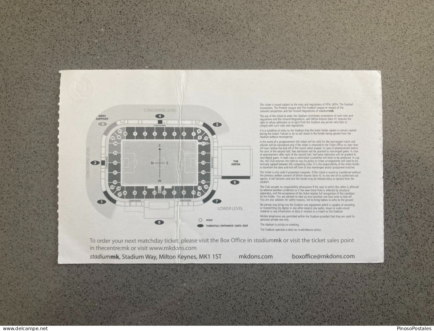 Milton Keynes Dons V Sheffield Wednesday 2011-12 Match Ticket - Tickets D'entrée