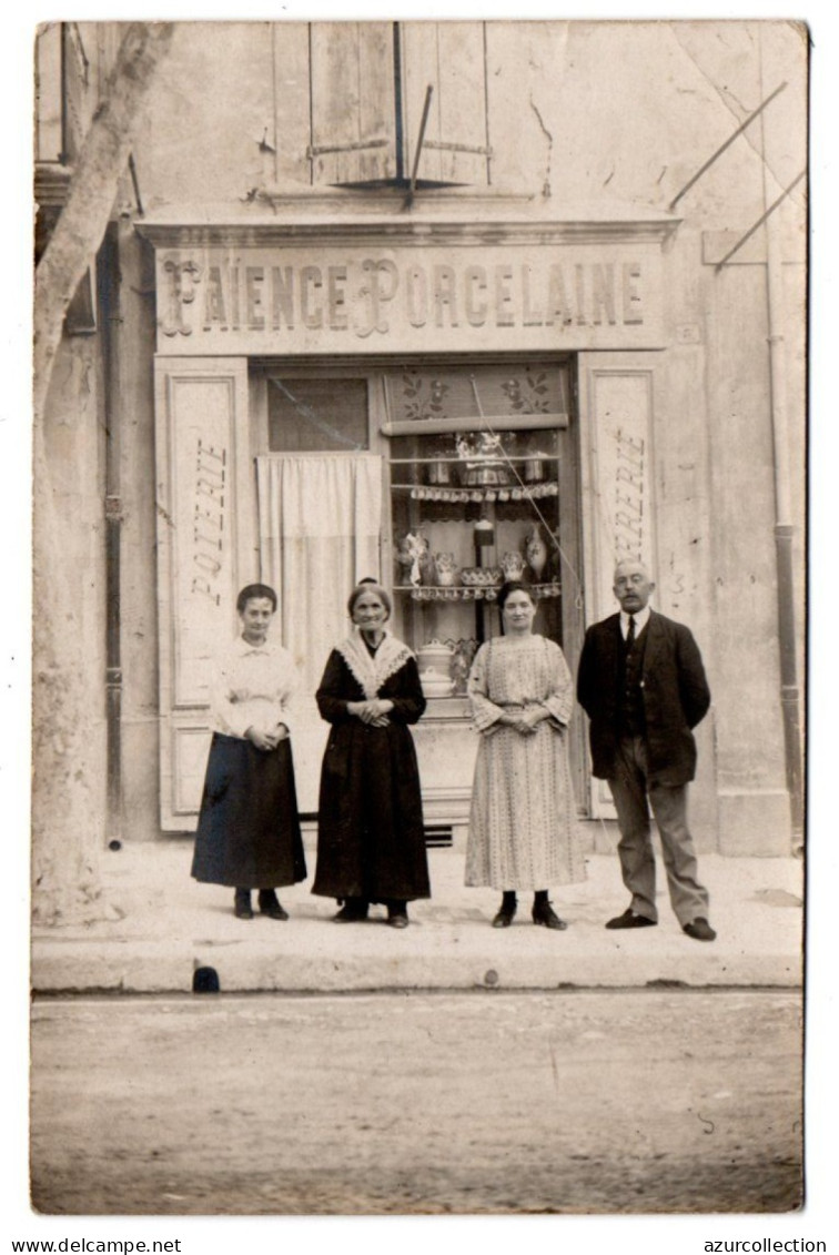 Devanture D'un Magasin De Faïence Et Porcelaine. Carte Photo Animée Non Située - Negozi