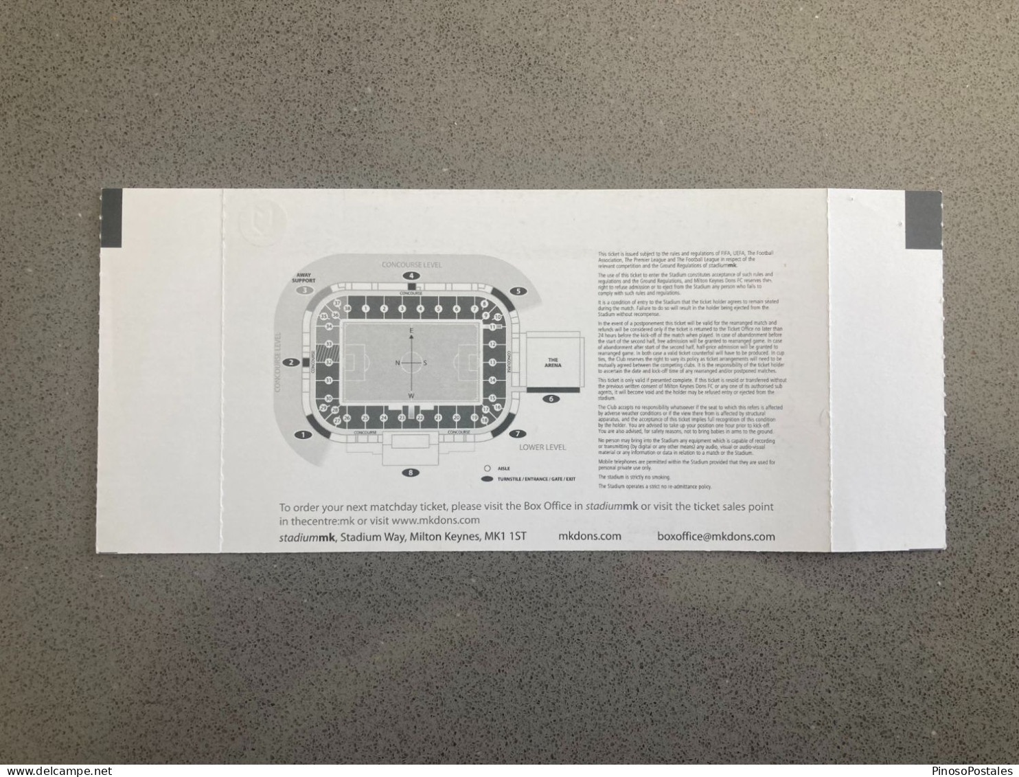 Milton Keynes Dons V Carlisle United 2011-12 Match Ticket - Match Tickets