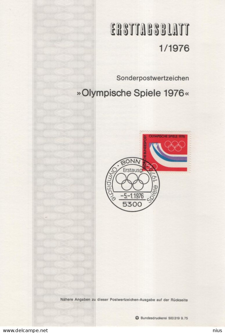 Germany Deutschland Austria 1976-01 Olympische Spiele Innsbruck, Olympic Games, Canceled In Bonn - 1974-1980