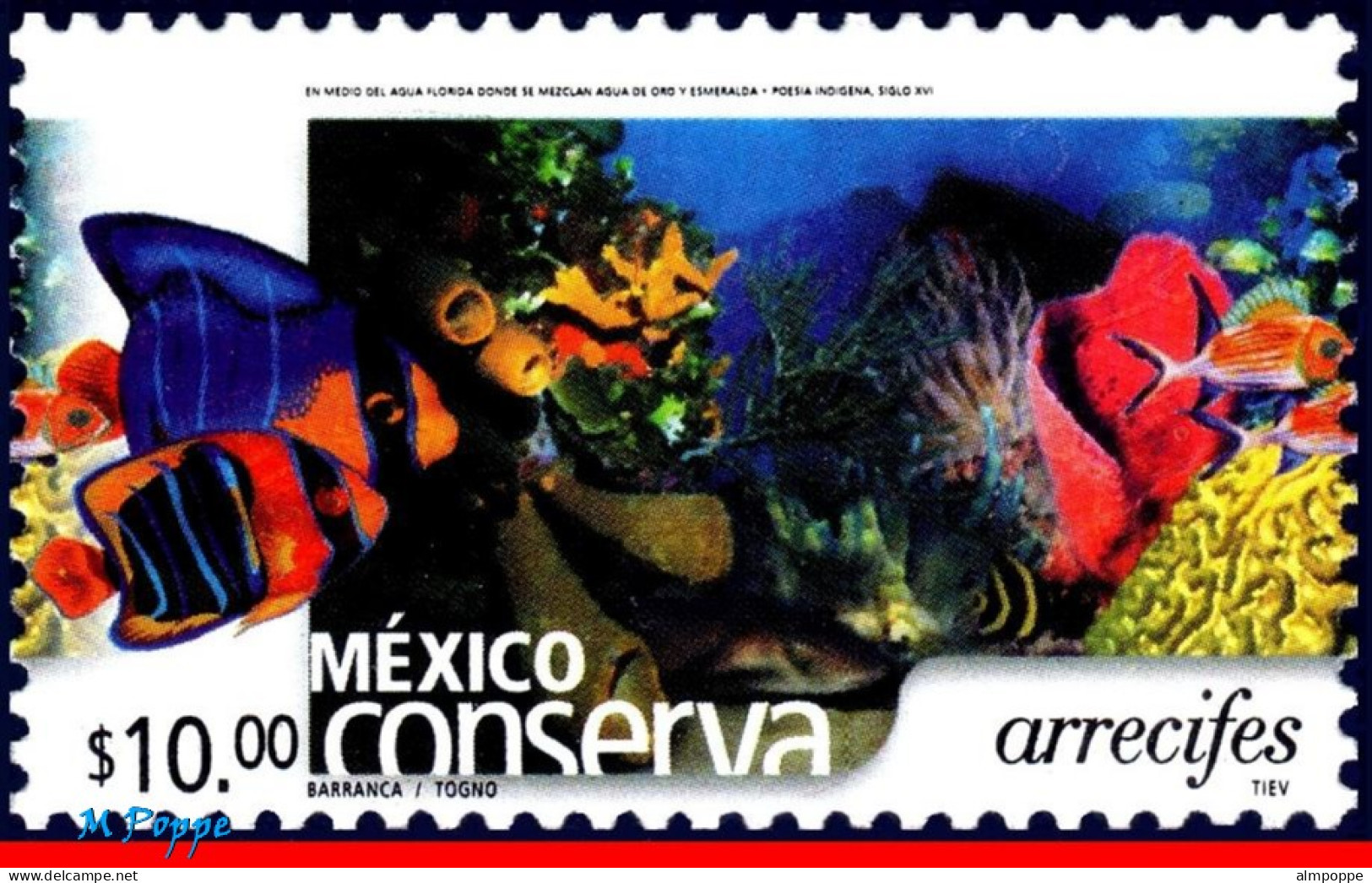 Ref. MX-2374 MEXICO 2004 - CONSERVATION - REEFS,FISH, (10.00P), MNH, NATURE 1V Sc# 2374 - Mexique