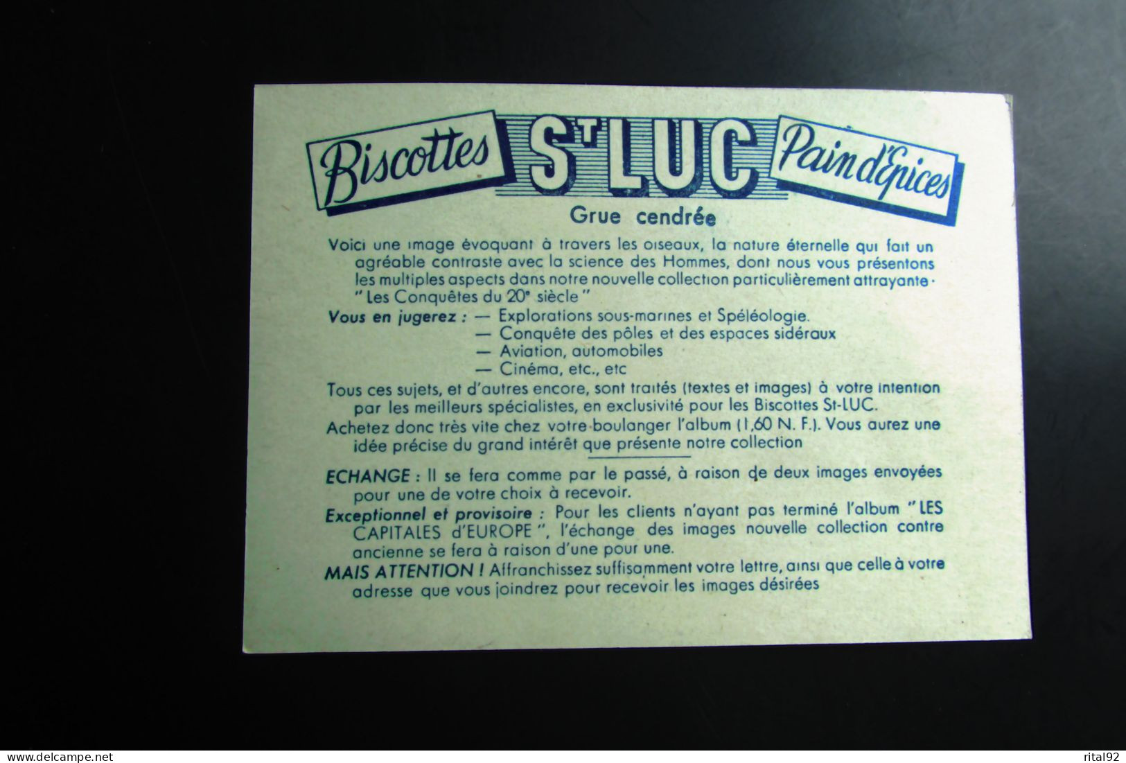 Chromo/image "Biscottes - Pain D'épices St LUC" - Série D'images Album "Conquêtes Du 20 ème Siècle" - Albumes & Catálogos