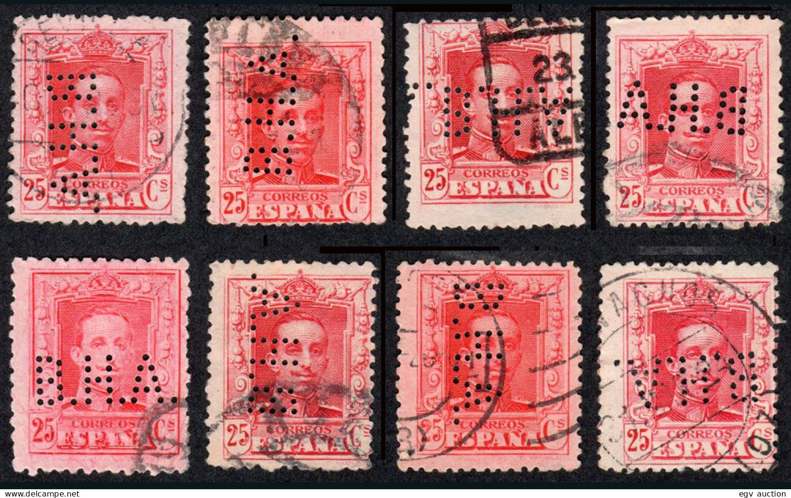 Madrid - Perforado - Edi O 317(8) - "BHA" - 8 Sellos Diferentes Posiciones Perforación - Used Stamps