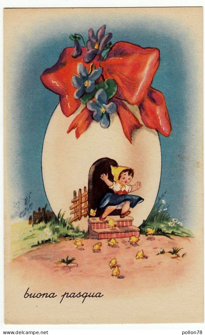 BUONA PASQUA - BAMBINA CON PULCINI - Vedi Retro - Formato Piccolo - Ostern