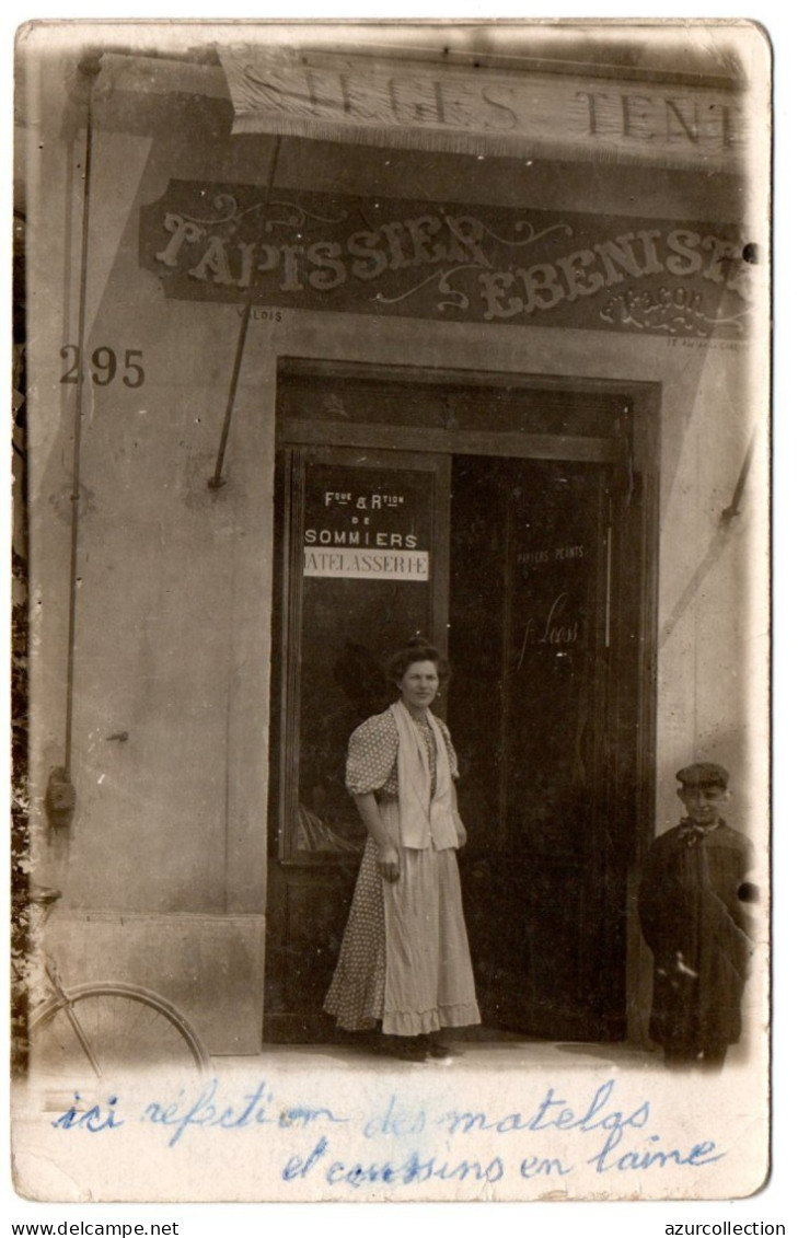 Devanture D'un Magasin De Tapissier-ébéniste. Maison Looss. Carte Photo Animée Non Située - Magasins