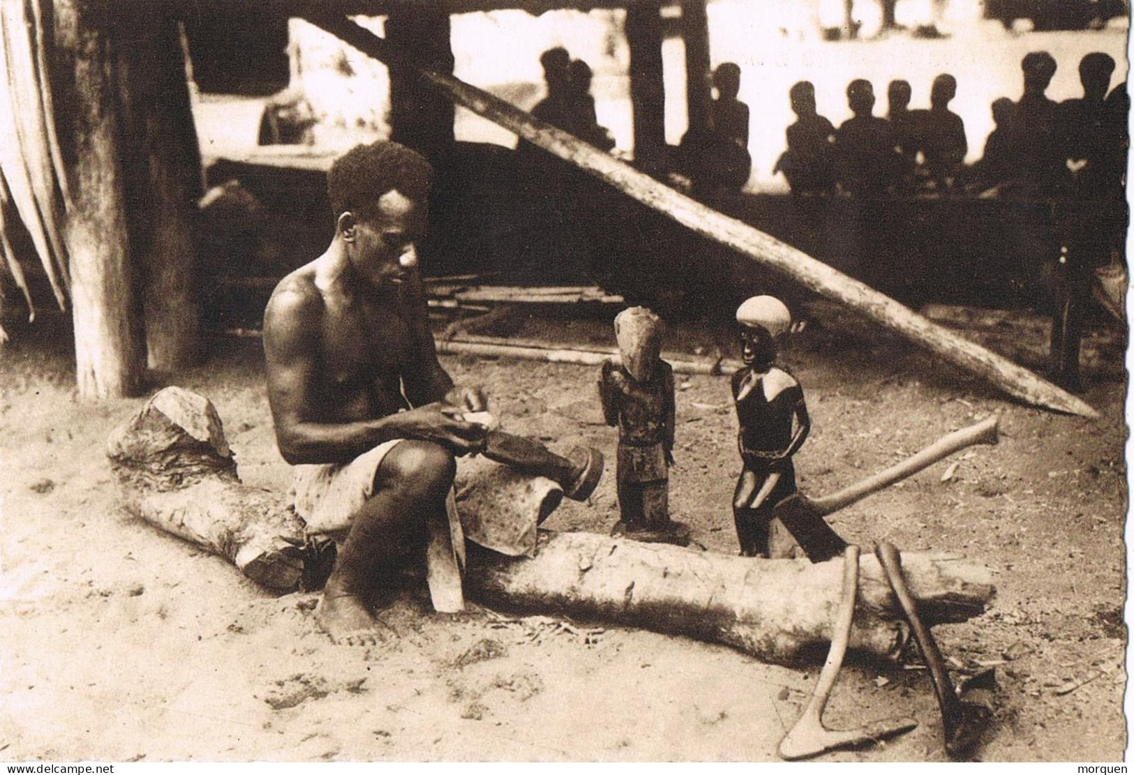 54902. Postal  ISLAS SALOMON. Escultor, Arte Indigena. Misiones Maristas De OCEANIA - Solomon Islands