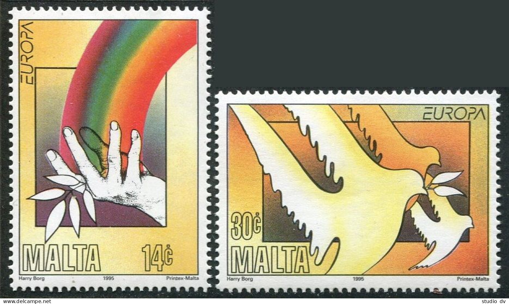 Malta 857-858, MNH. Michel 954-955. EUROPE CEPT-1995. Peace And Freedom. Doves. - Malte