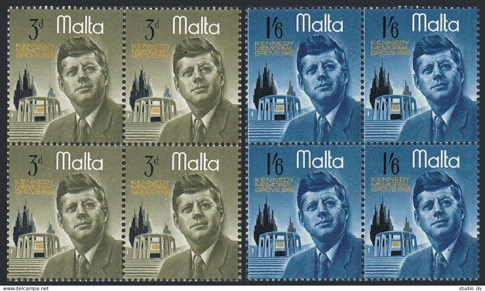 Malta 353-354 Blocks/4, MNH. Michel 342-343. John F.Kennedy, 1966. - Malta