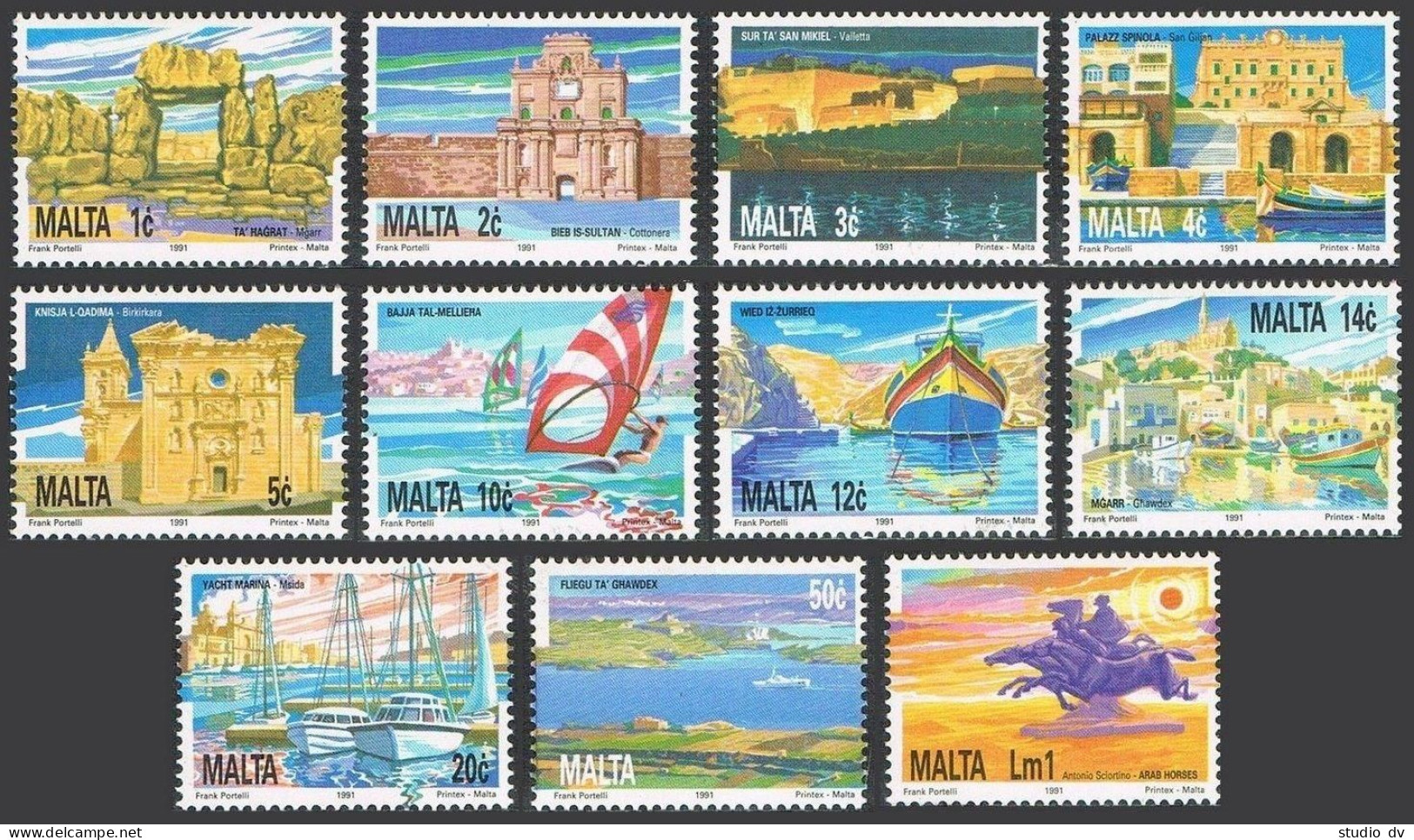 Malta 783-793 Short,MNH.Mi 871-881. Tourism 1992.Views,Churches,Yacht,Monuments, - Malta