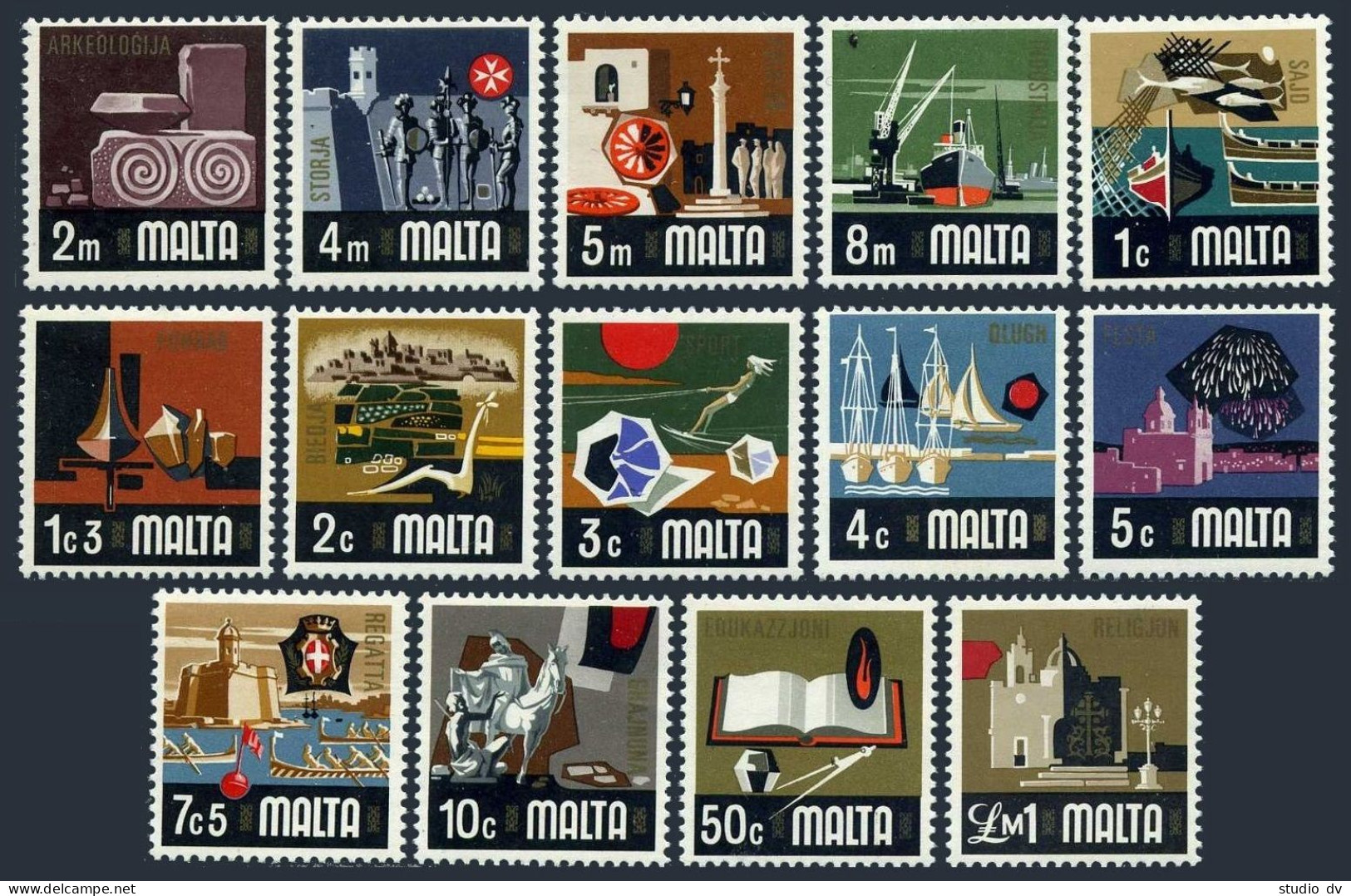 Malta 454-467, MNH. Mi 457-470. Definitive 1973. Archaeology, History, Folklore. - Malta