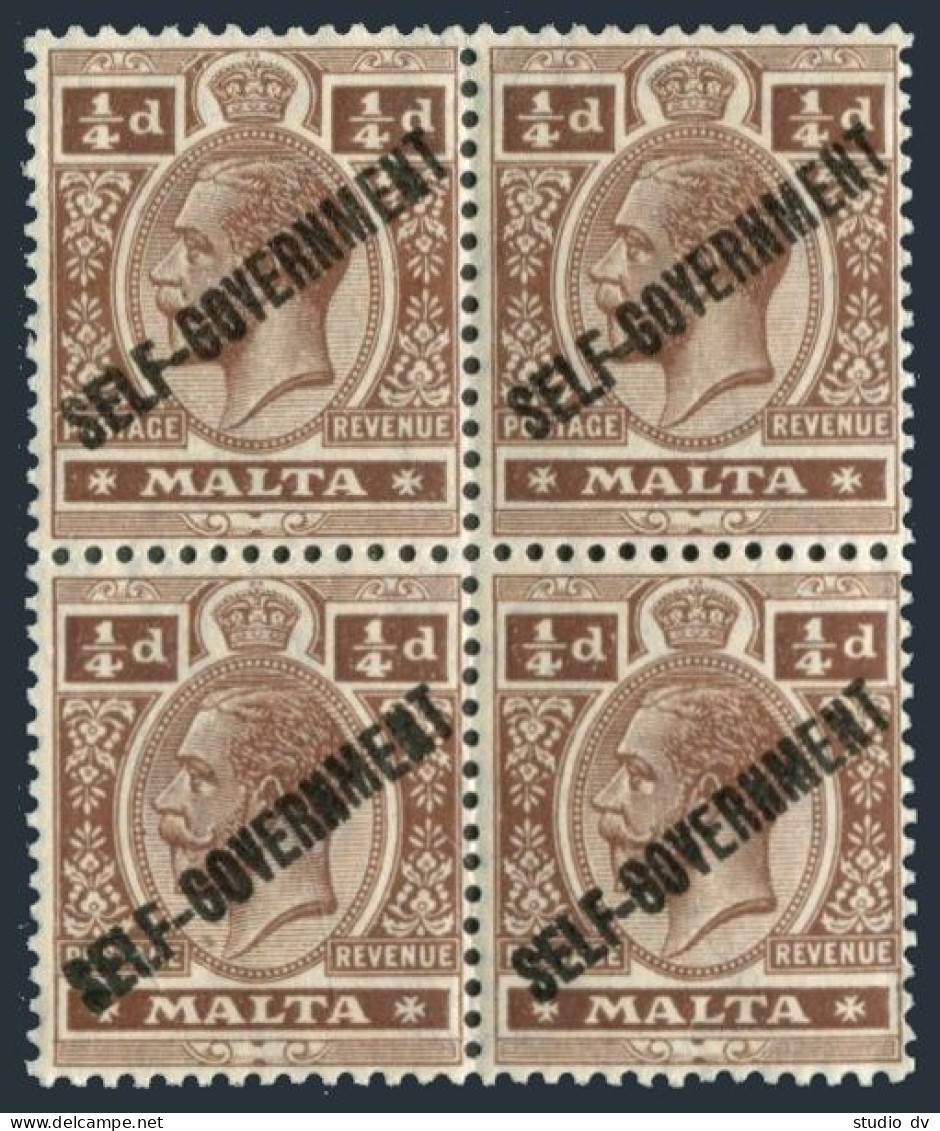 Malta 86 Block/4,MNH.Michel 64. King George V Overprinted SELF-GOVERNMENT,1922. - Malta