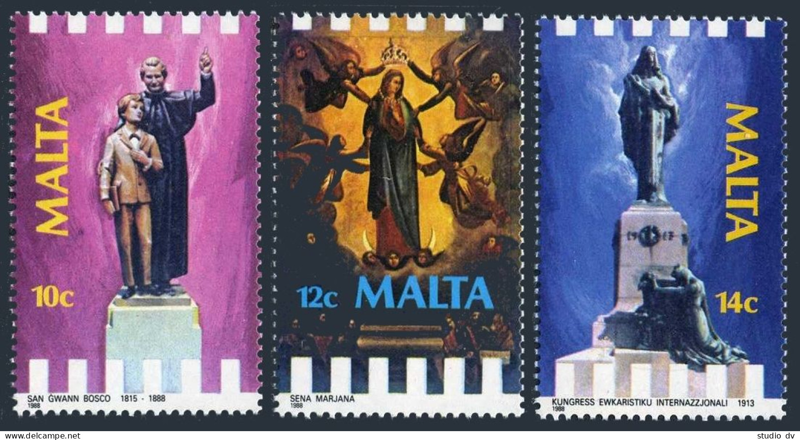 Malta 715-717,MNH.Mi 791-793.St John Bosco,Marian Year,Eucharistic Congress,1988 - Malte
