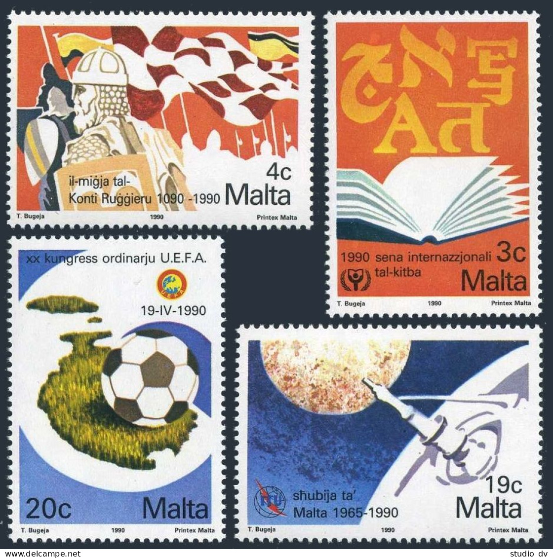 Malta 751-754,MNH.Mi 833-826. WLY-1990,The Norman,ITU Membership,European Soccer - Malte