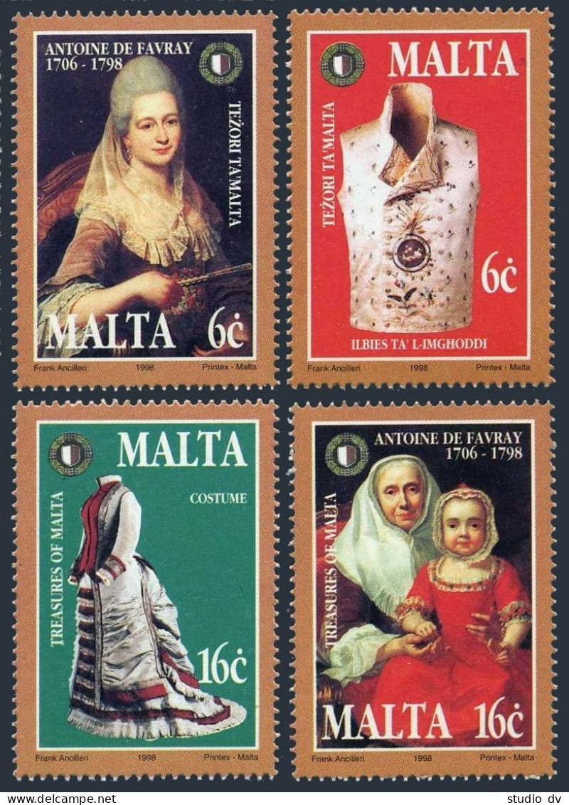 Malta 935-938,MNH.Mi 1032-1035. Treasures Of Malta,1998.Art By Antoine De Favray - Malta