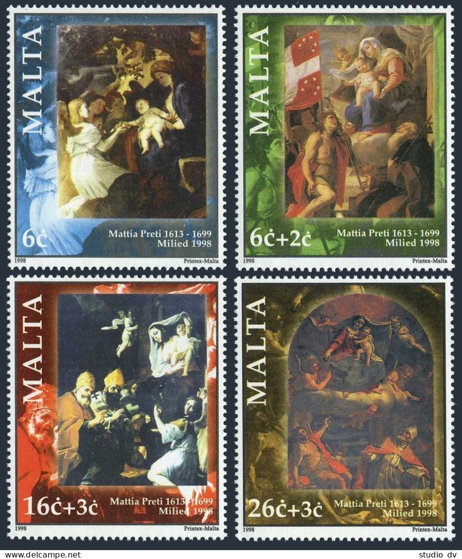 Malta 958-961, MNH. Mi 1055-1058. Christmas 1998. Paintings By Mattia Preti. - Malta