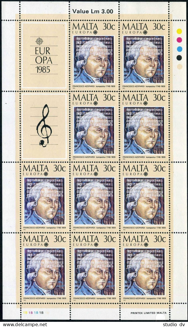 Malta 660-661 Sheets,MNH.Michel 726-727. EUROPE CEPT-1985,Music Year,Composers. - Malte