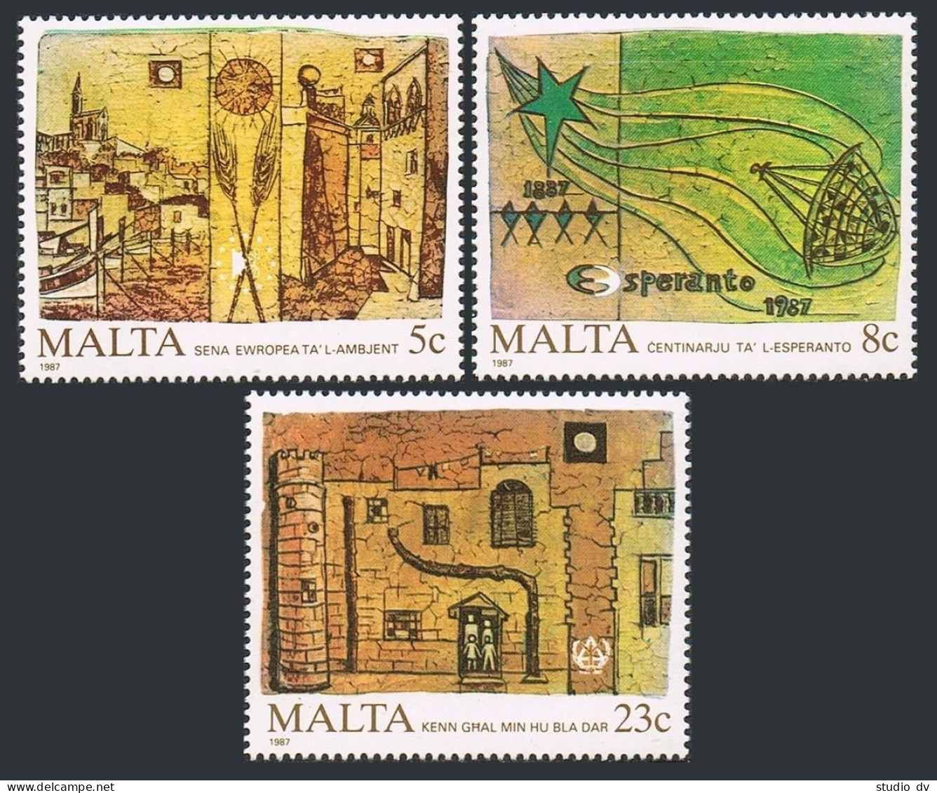 Malta 700-702, MNH.Mi 772-774. Environment Year 1987. Esperanto-100. IYTSH-1987. - Malte