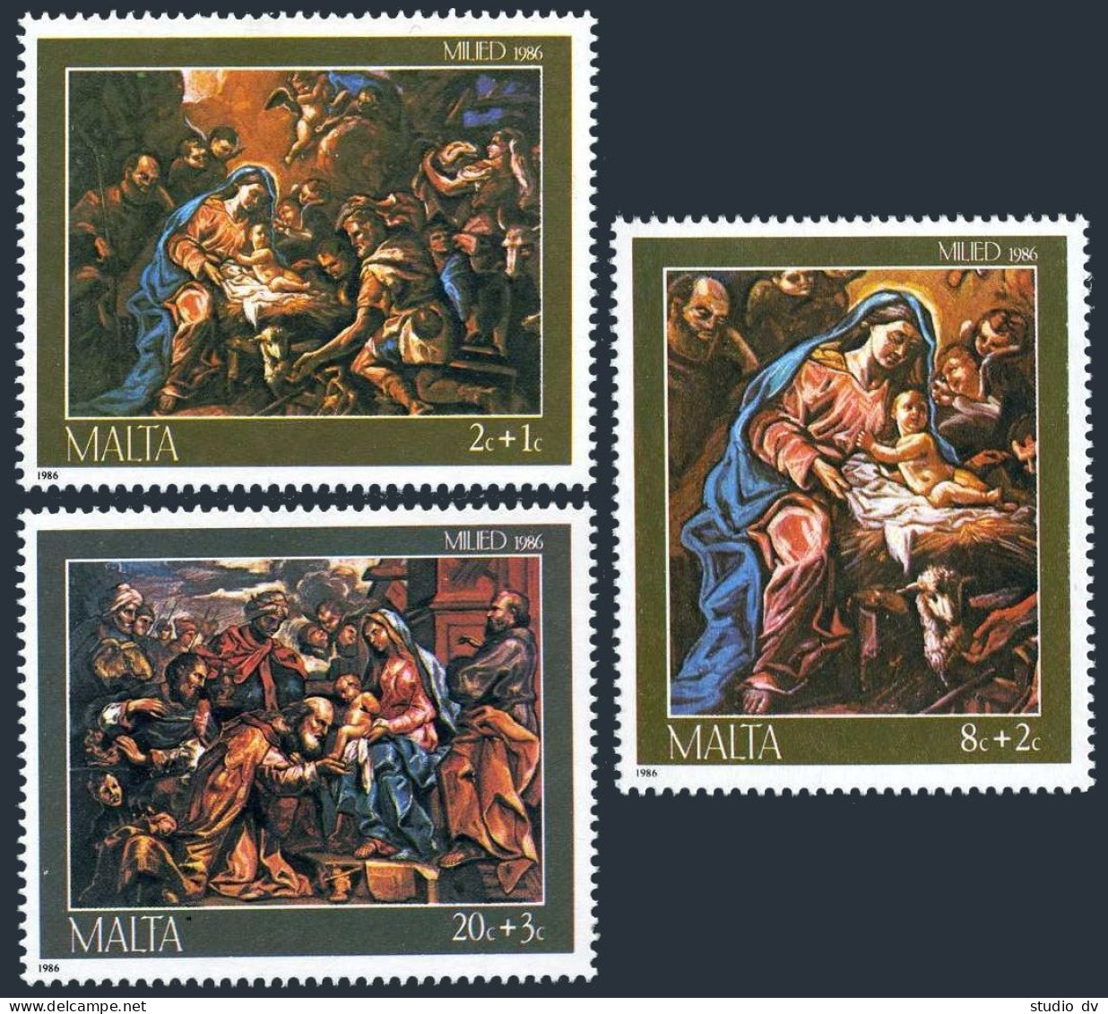 Malta B57-B59, MNH. Mi 755-757. Christmas 1986. Paintings By Guiseppe D'Arena. - Malta