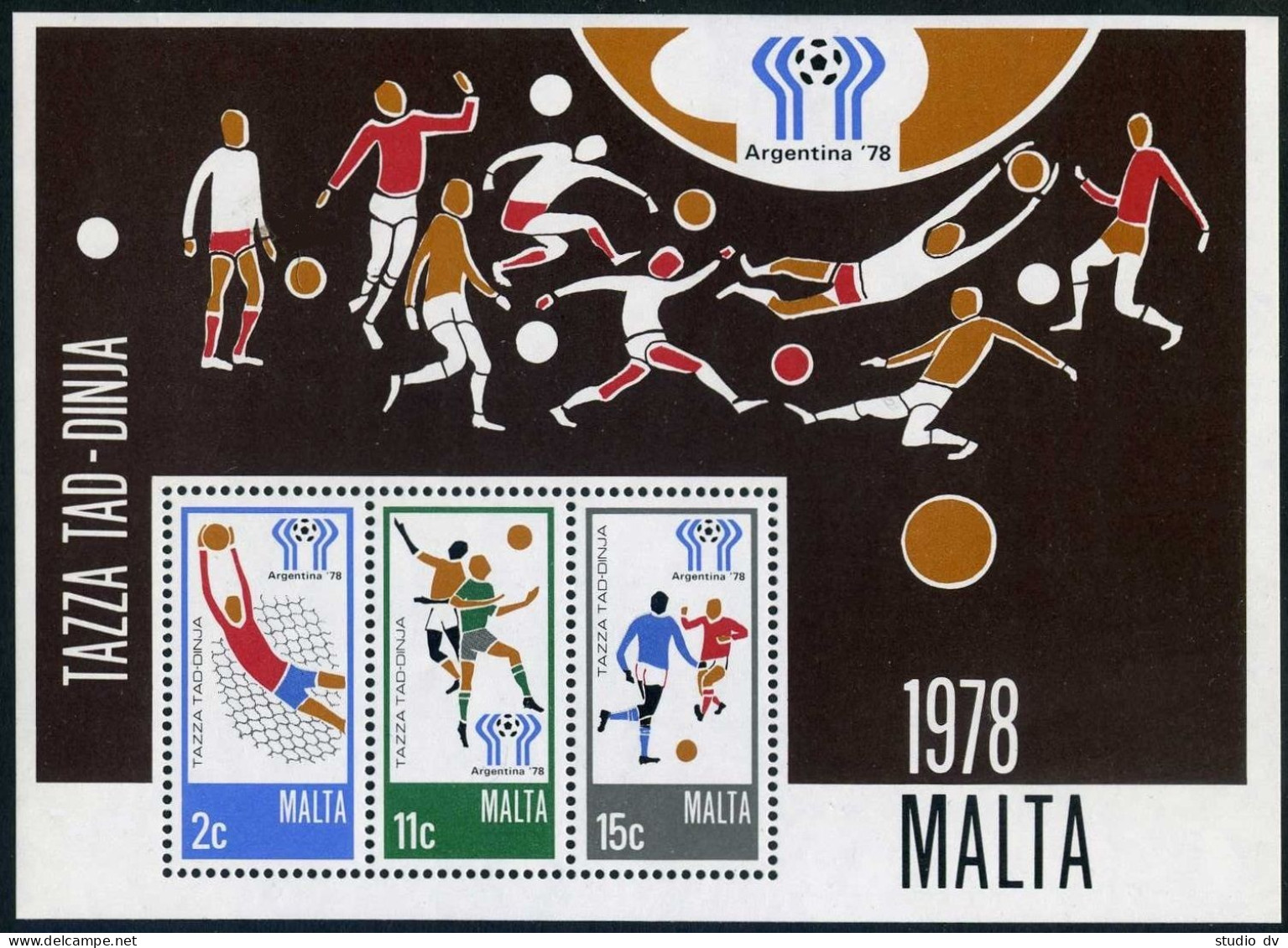 Malta 551a, MNH. Michel Bl.5. World Soccer Cup Argentina-1978. - Malta