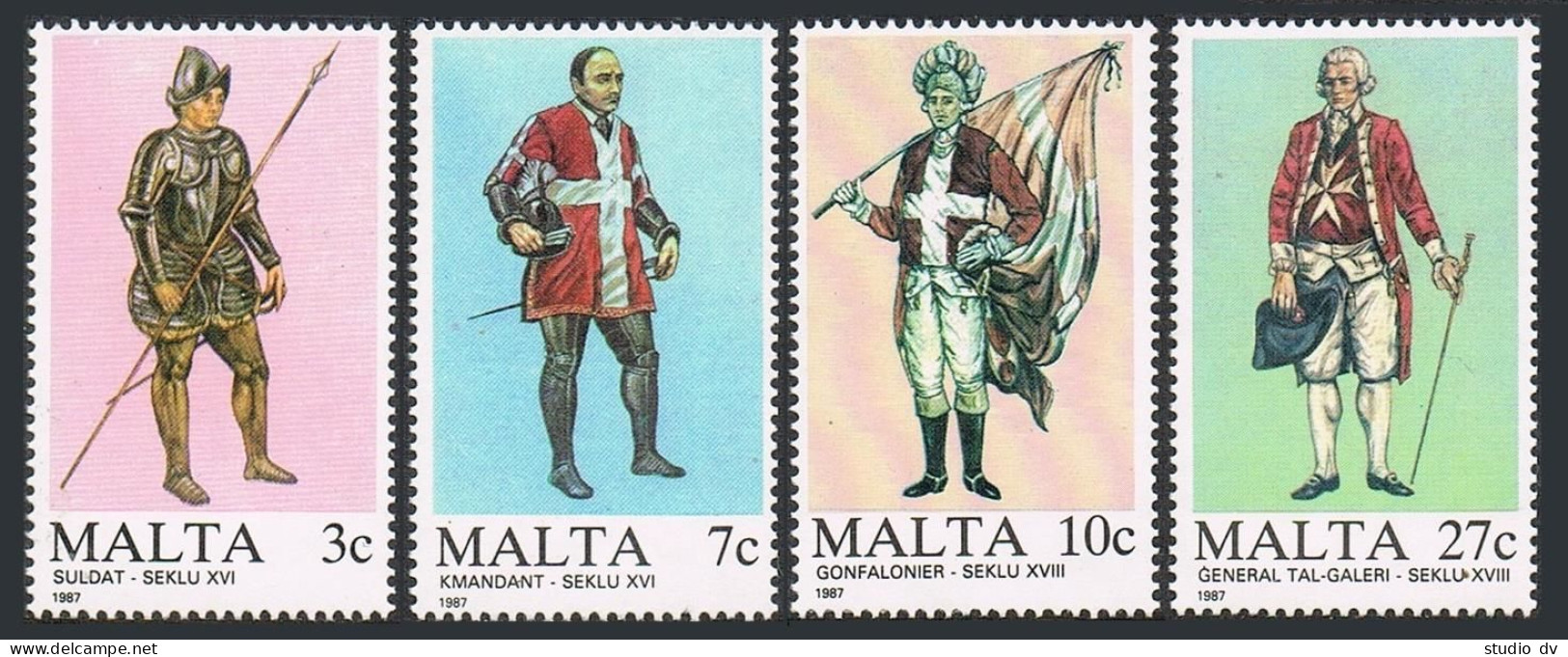 Malta 696-699, MNH. Michel 768-771. Military Uniforms, 1987. Order Of St John. - Malta