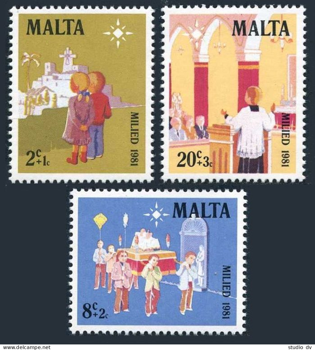 Malta B42-B44,MNH.Michel 652-654. Christmas 1981.Children,Procession,Service. - Malte