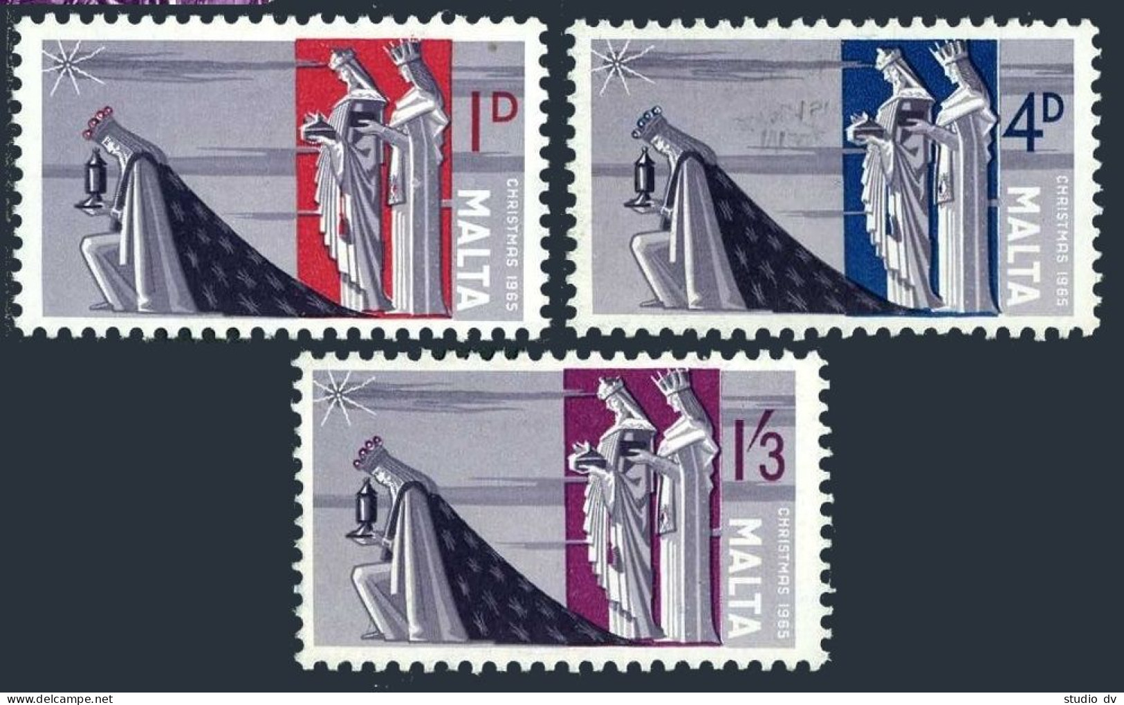 Malta 341-343 Blocks/4, MNH. Michel 330-332. Christmas 1965. The Three Wise Men. - Malte