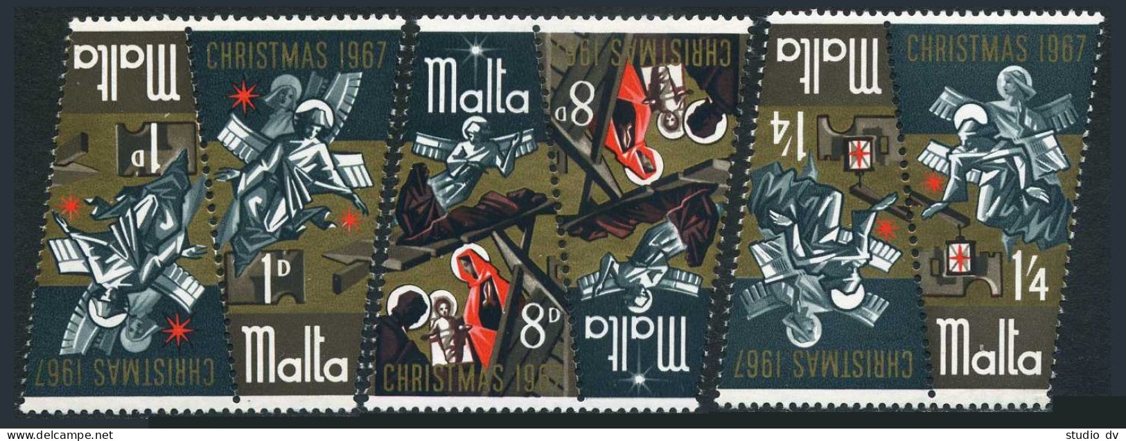 Malta 375-377 Tete-beche, MNH. Michel 364-366. Christmas 1967, Nativity. - Malte