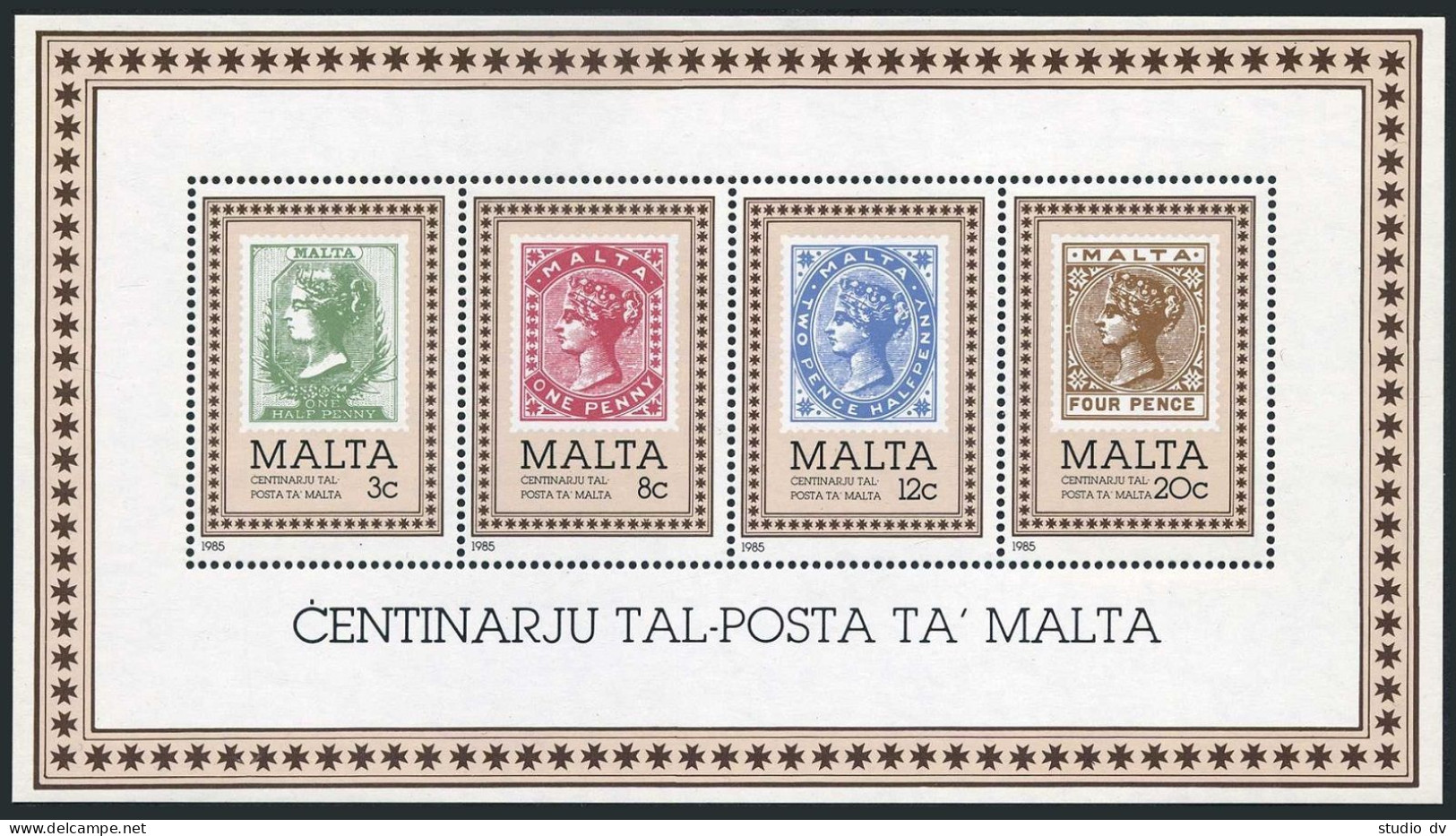Malta 653-636,656a,  MNH. Michel 719-722, Bl.8. Malta Post Office-100, 1985. - Malta