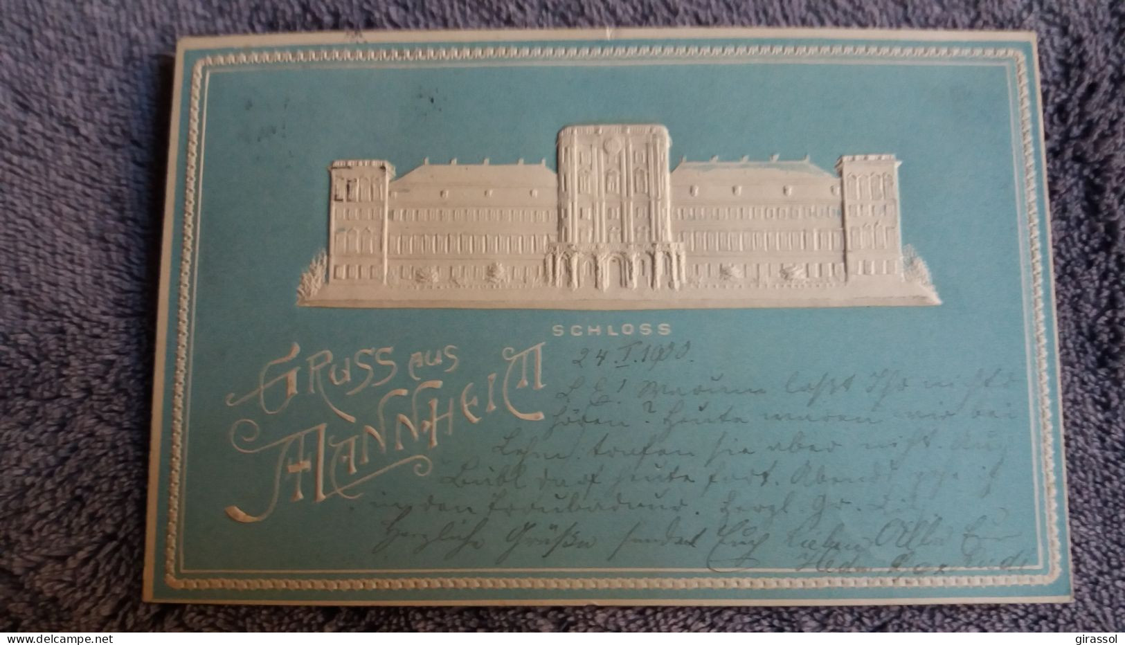 CPA GRUSS AUS MANNHEIM SCHLOSS 1900 GAUFFREE SOUVENIR DE - Gruss Aus.../ Gruesse Aus...