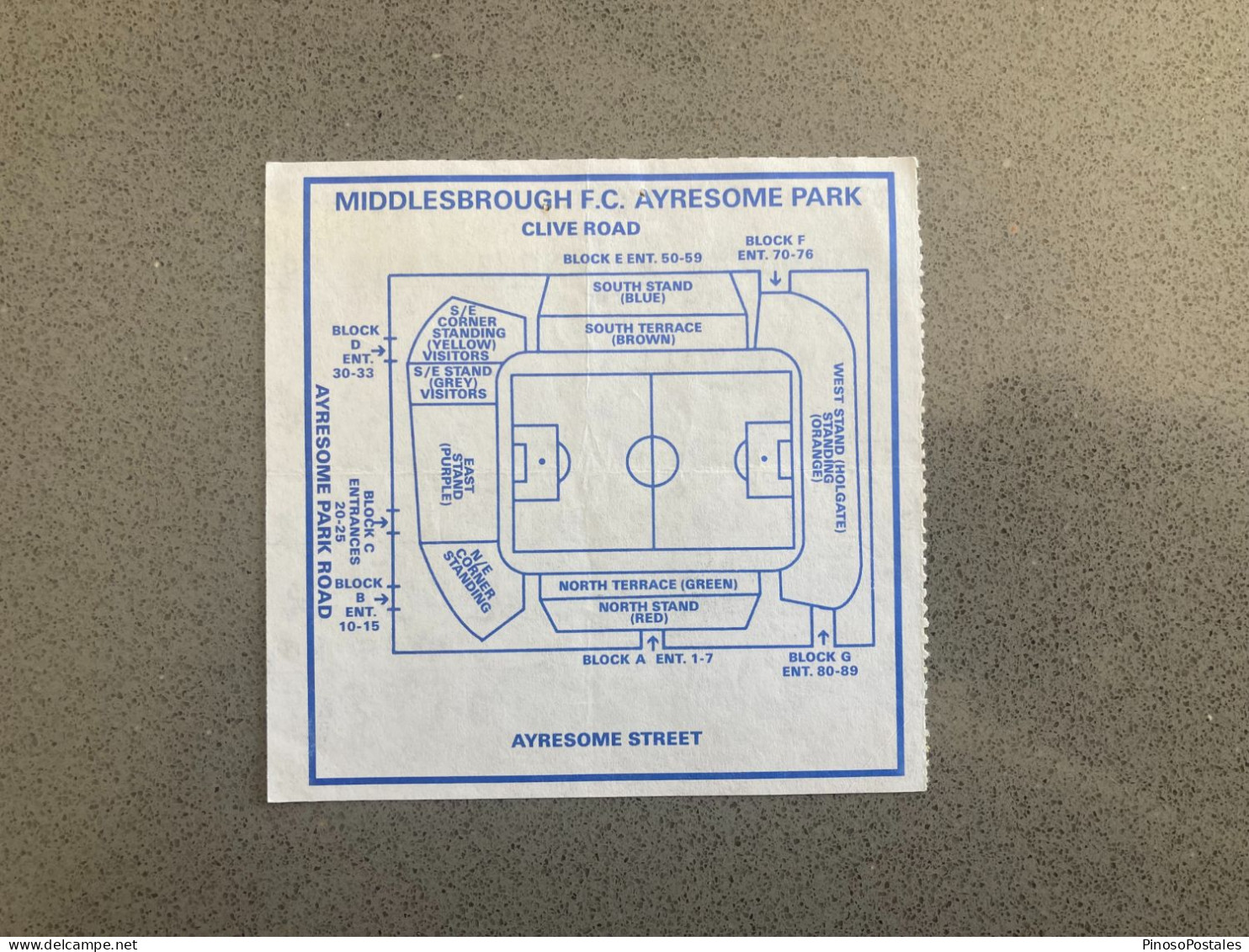 Middlesbrough V Millwall 1991-92 Match Ticket - Tickets & Toegangskaarten