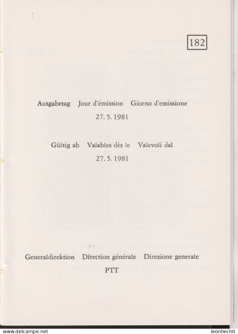 1981 Schweiz PTT Faltblatt Nr.182, ET ° Mi:CH 1199-1202, Zum:CH B190-B193, Postschilder - Lettres & Documents
