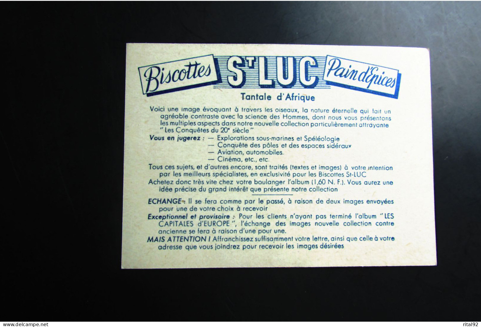 Chromo/image "Biscottes - Pain D'épices St LUC" - Série D'images Album "Conquêtes Du 20 ème Siècle" - Albums & Catalogues