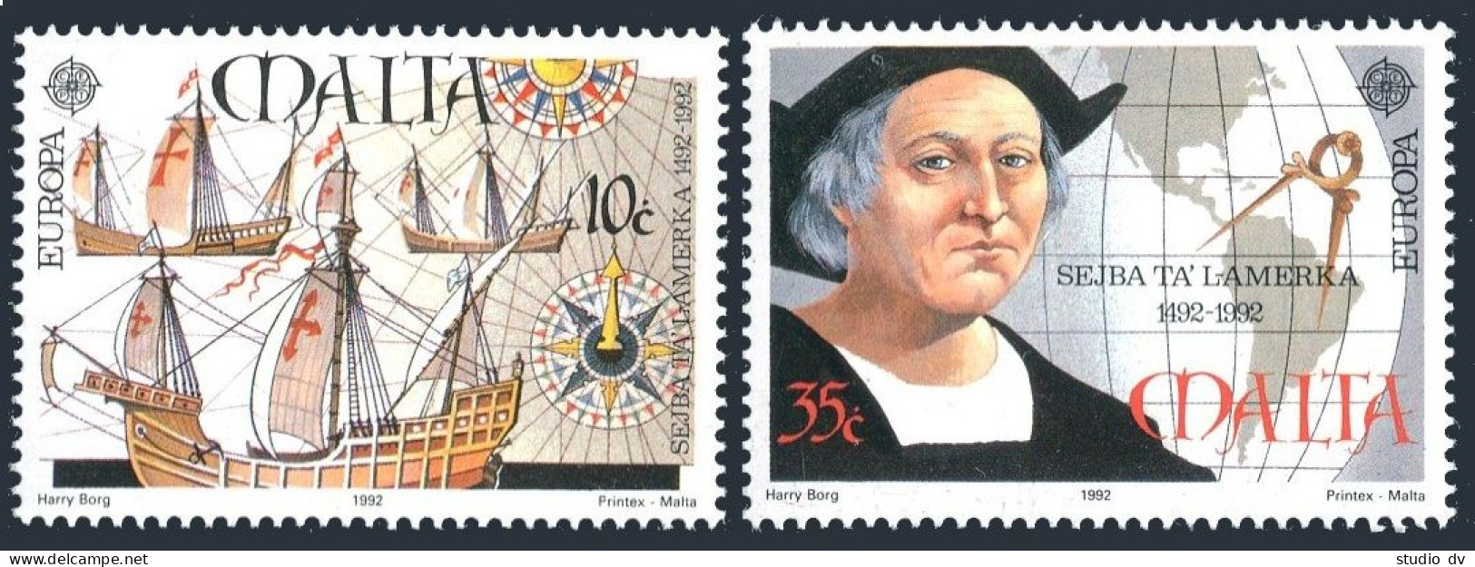 Malta 797-798,MNH.Michel 885-886. EUROPE CEPT-1992. Discovery Of America,500. - Malta