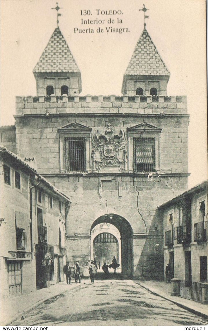 54903. Postal TOLEDO. Vista Interior Puerta De La Visagra, Animada - Toledo