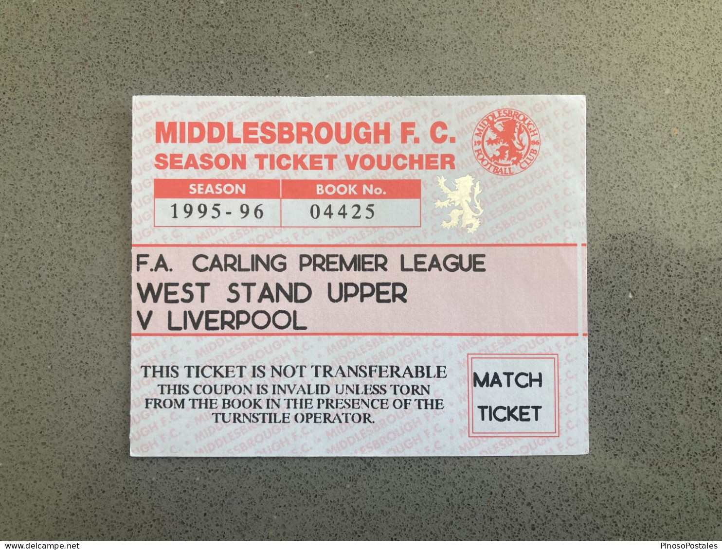 Middlesbrough V Liverpool 1995-96 Match Ticket - Eintrittskarten