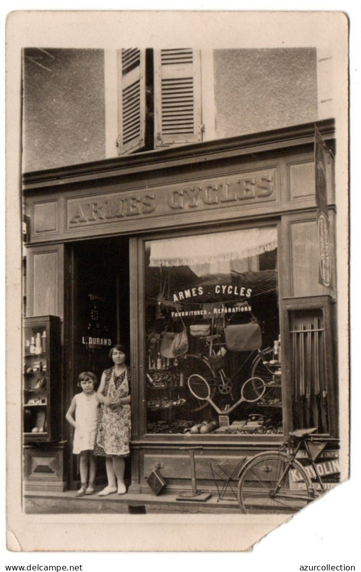 Devanture D'un Magasin D' Armes Et Cycles. Maison L. Durand. Carte Photo Animée Non Située - Tiendas