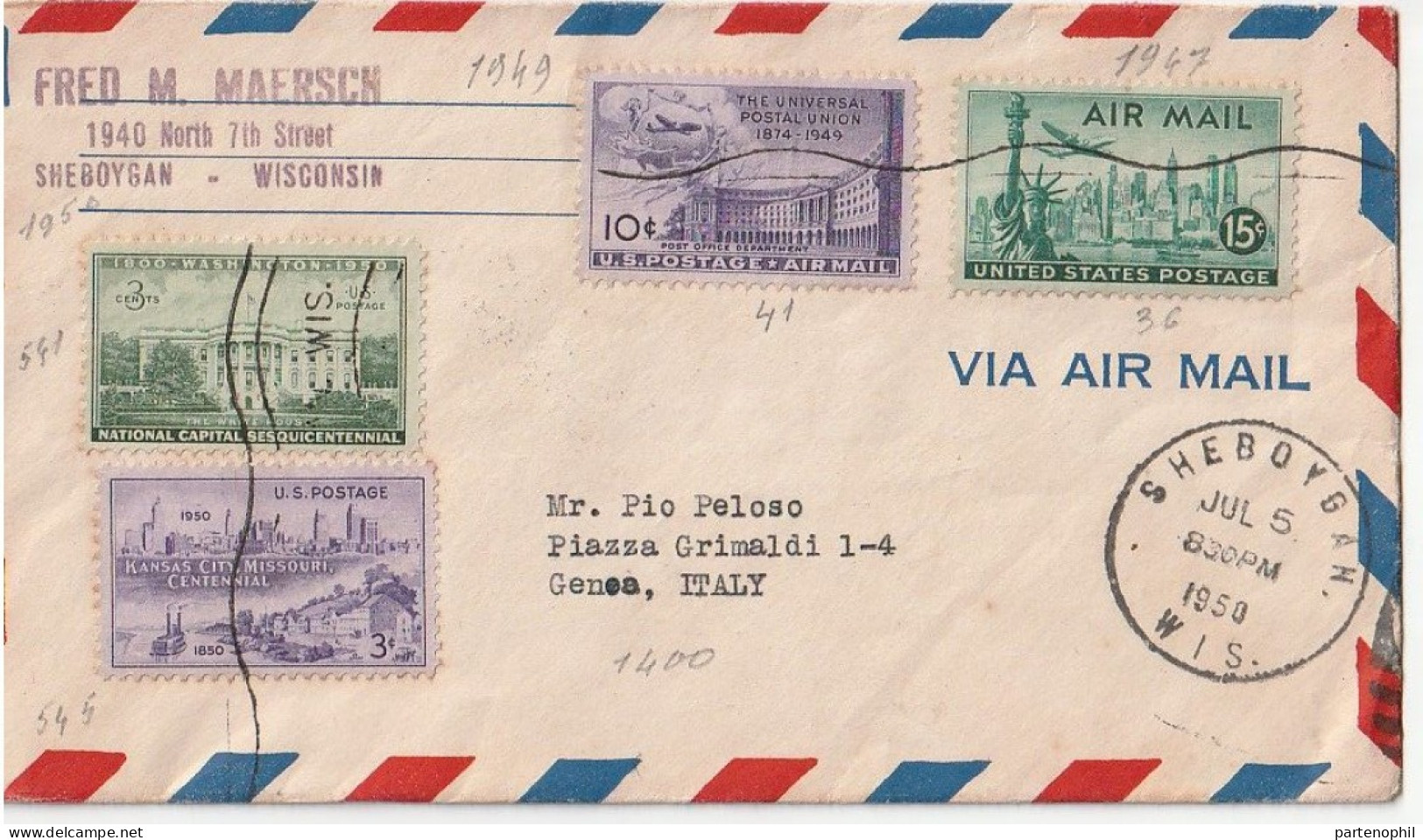 USA United States 1950 -  Postgeschichte - Storia Postale - Histoire Postale - Briefe U. Dokumente