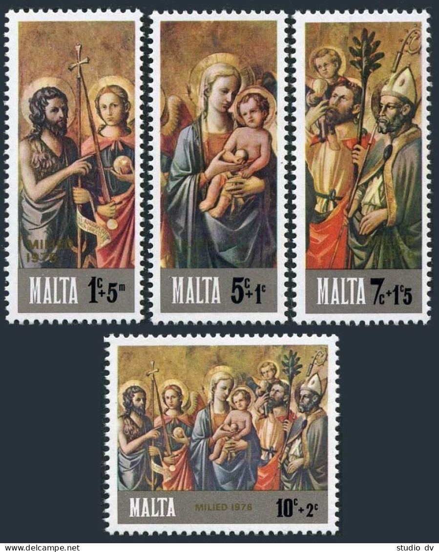 Malta B23-B26, MNH. Mi 538-541. Christmas 1976. Madonna, Saints. D.di Michelino. - Malte