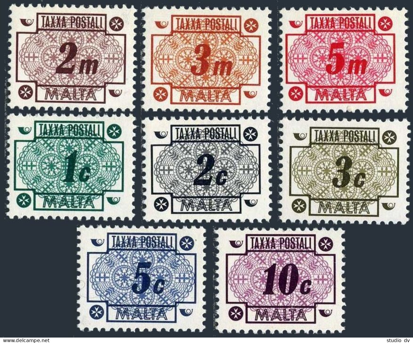 Malta J32-J39, MNH. Michel P38-P45. Postage Due Stamps 1973. Numeral. - Malta