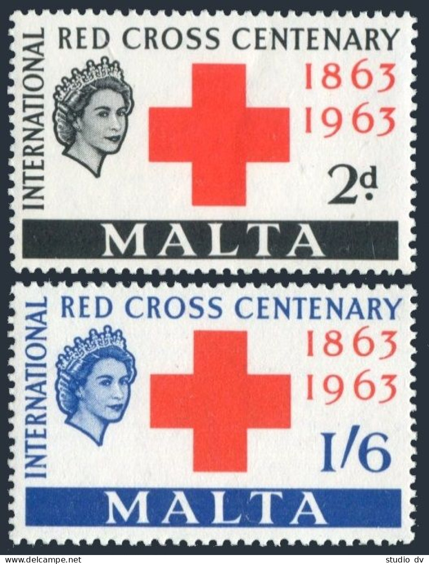 Malta 292-293, MNH. Michel 283-284. Red Cross Centenary, 1963. QE II. - Malte