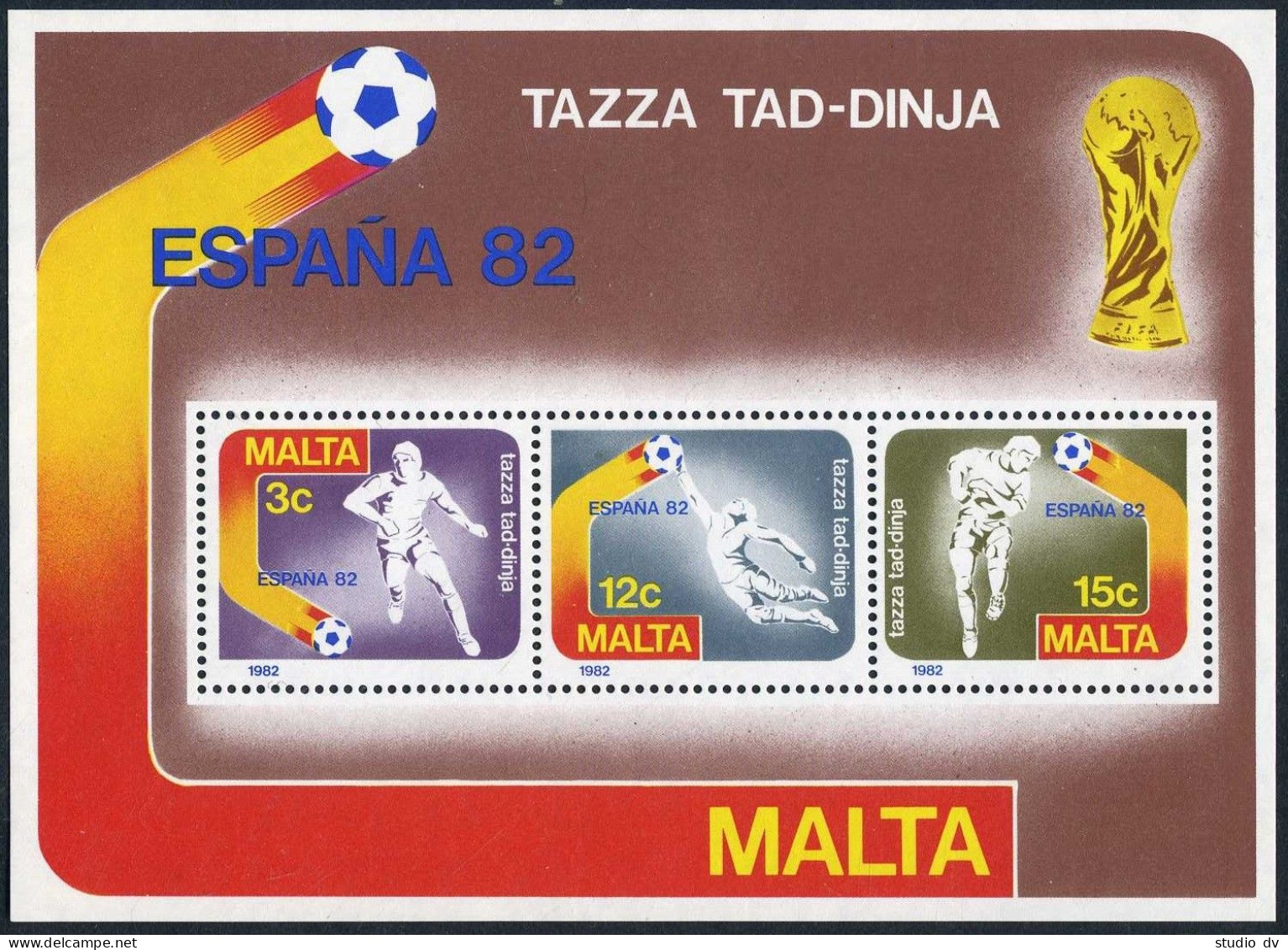 Malta 616-618,618a Sheet,MNH.Michel 663-664,Bl.7. World Soccer Cup Spain-1982. - Malta