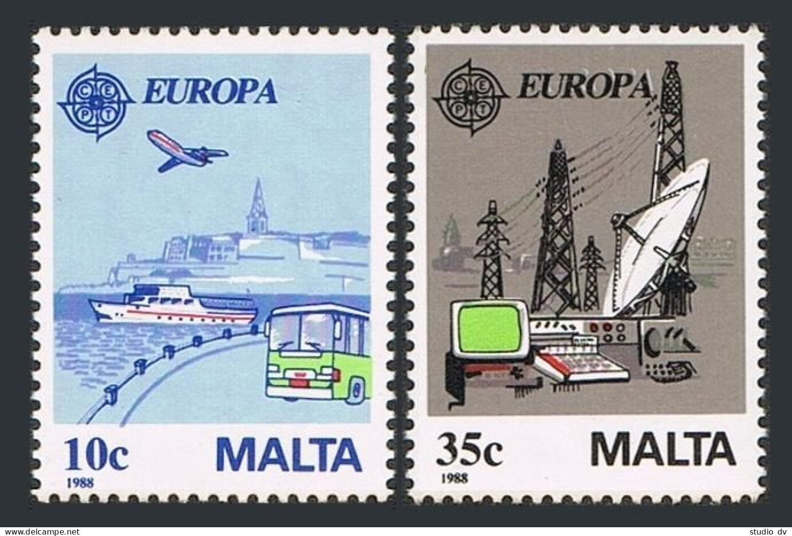 Malta 718-719, MNH. Mi 794-795. EUROPE CEPT-1988. Transport & Communications. - Malta